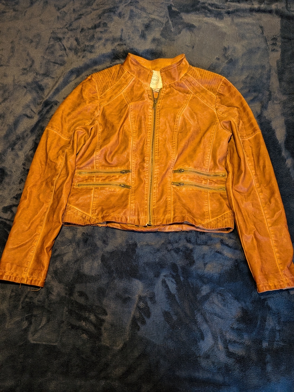 Stoosh Camel-tan Faux Leather Woman's Jacket Medium